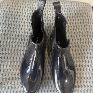 Marc Fisher Glossy Black Rain Ankle Boots